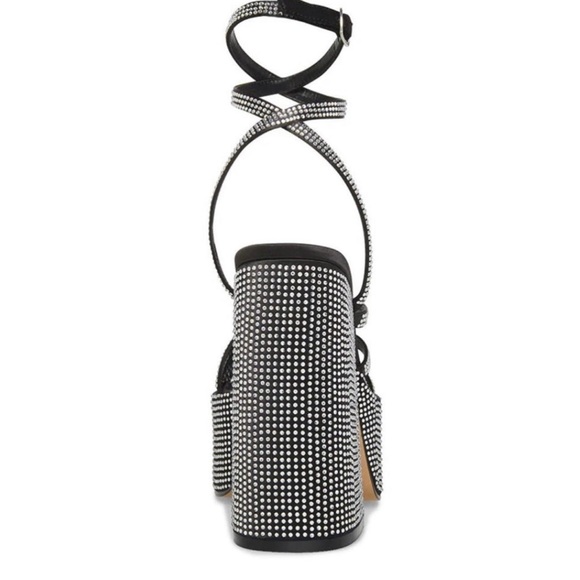 Steve Madden Women’s Black Rhinestones Cocktails Platform Dress Sandals - Picture 12 of 12